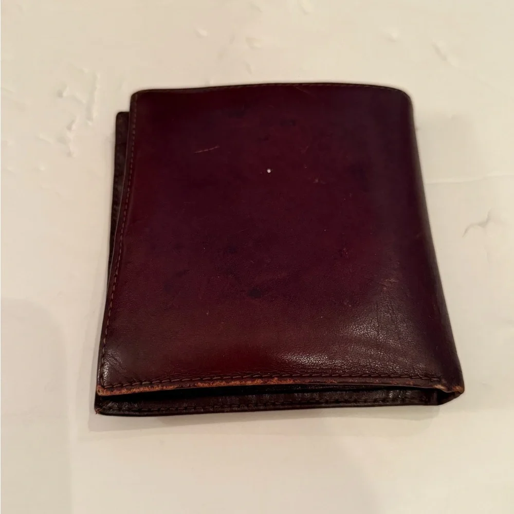 YSL Men's Vintage Wallet. Dark Burgundy Brown. Soft leather. See photos for wear